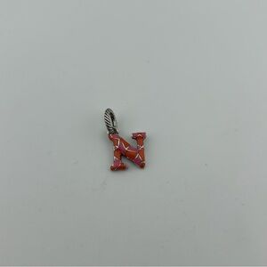 Brighton N Alphabet Letter, Pink and Orange Enamel Charm